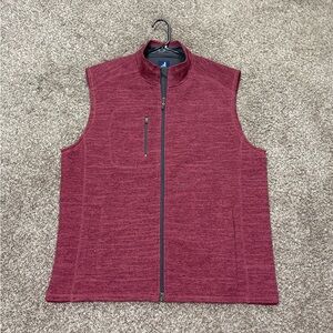 Johnnie-O Tahoe Vest Mens Large Red Fleece Full Zip Outdoor Water Resist Finish